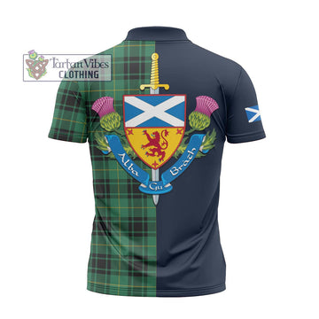 MacArthur Ancient Tartan Zipper Polo Shirt Alba with Scottish Lion Royal Arm Half Style