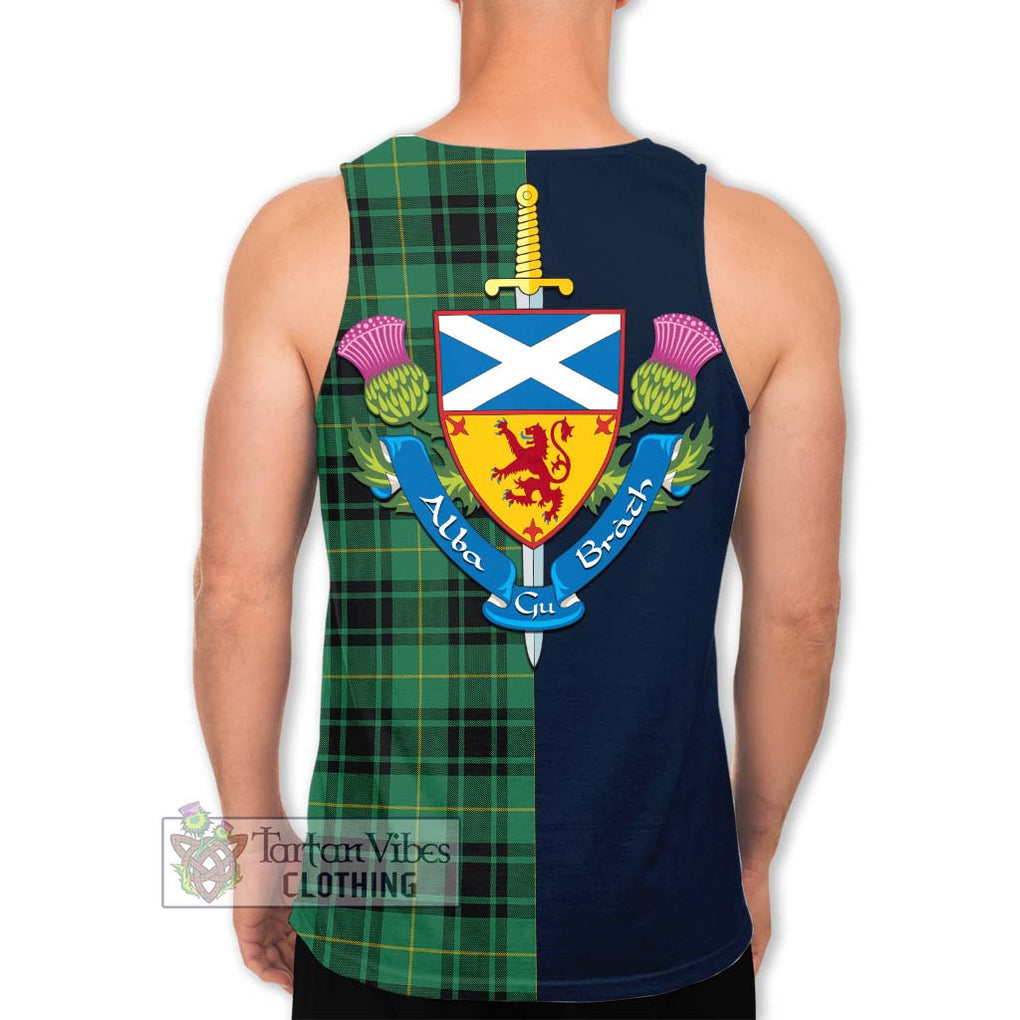 Tartan Vibes Clothing MacArthur Ancient Tartan Men's Tank Top with Scottish Lion Royal Arm Half Style