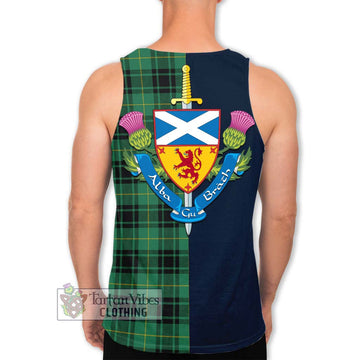 MacArthur Ancient Tartan Men's Tank Top Alba with Scottish Lion Royal Arm Half Style