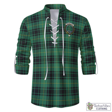 MacArthur Ancient Tartan Men's Scottish Traditional Jacobite Ghillie Kilt Shirt with Family Crest