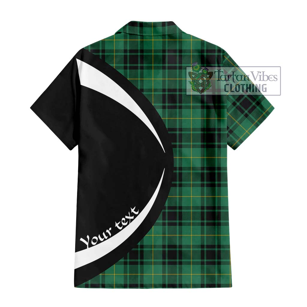 MacArthur Ancient Tartan Short Sleeve Button Up with Family Crest Circle Style - Tartan Vibes Clothing