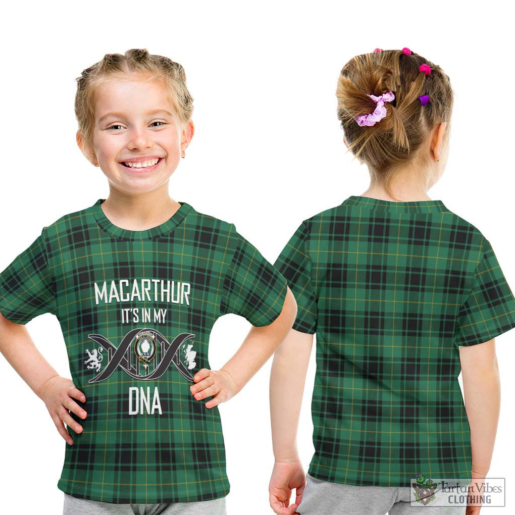 MacArthur Ancient Tartan Kid T-Shirt with Family Crest DNA In Me Style - Tartanvibesclothing Shop