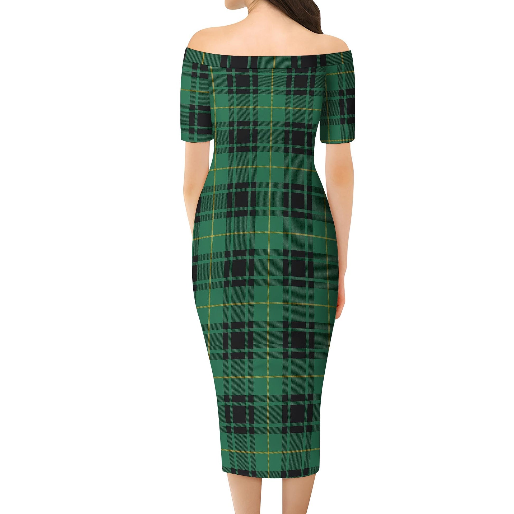 MacArthur Ancient Tartan Off Shoulder Lady Dress - Tartanvibesclothing