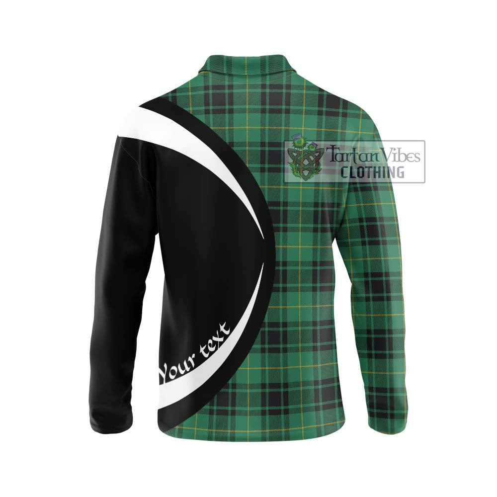 MacArthur Ancient Tartan Long Sleeve Polo Shirt with Family Crest Circle Style - Tartan Vibes Clothing