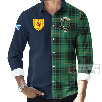 MacArthur Ancient Tartan Long Sleeve Button Shirt Alba with Scottish Lion Royal Arm Half Style