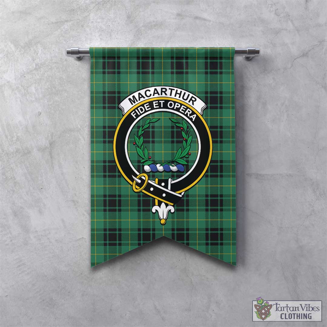 Tartan Vibes Clothing MacArthur Ancient Tartan Gonfalon, Tartan Banner with Family Crest