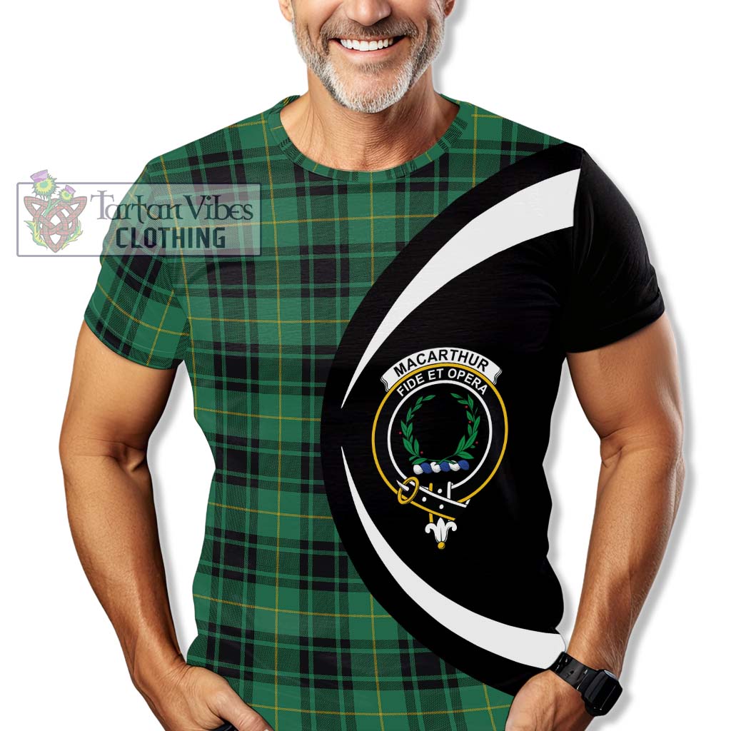 Tartan Vibes Clothing MacArthur Ancient Tartan T-Shirt with Family Crest Circle Style