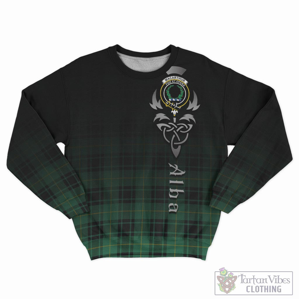 Tartan Vibes Clothing MacArthur Ancient Tartan Sweatshirt Featuring Alba Gu Brath Family Crest Celtic Inspired