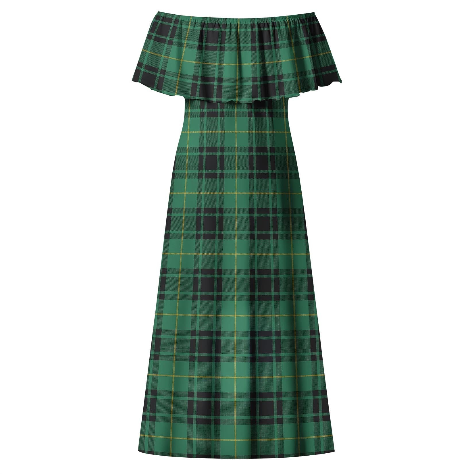 MacArthur Ancient Tartan Off Shoulder Long Dress - Tartanvibesclothing