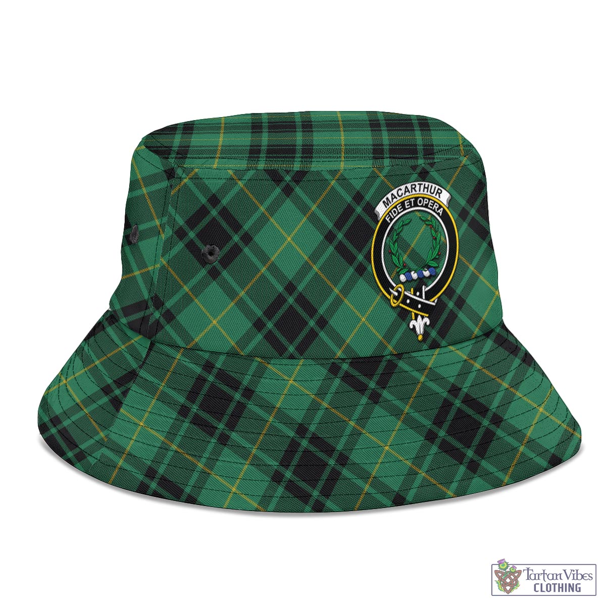 Tartan Vibes Clothing MacArthur Ancient Tartan Bucket Hat with Family Crest