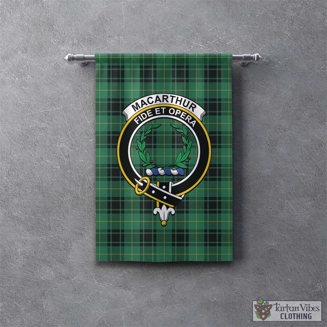 Tartan Vibes Clothing MacArthur Ancient Tartan Gonfalon, Tartan Banner with Family Crest