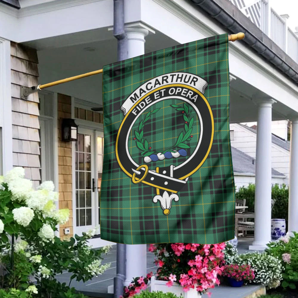 MacArthur Ancient Tartan Flag with Family Crest - Tartan Vibes Clothing