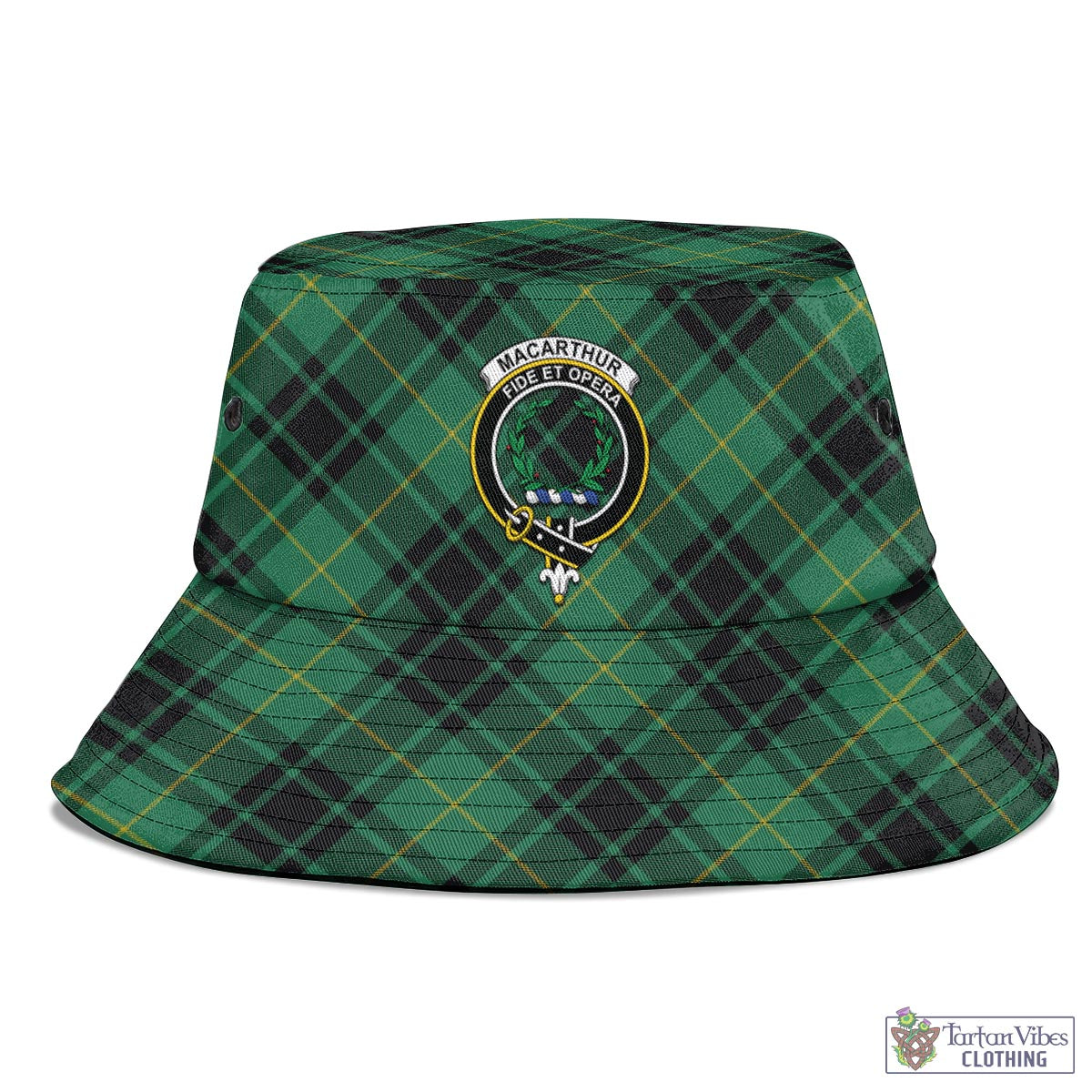 Tartan Vibes Clothing MacArthur Ancient Tartan Bucket Hat with Family Crest