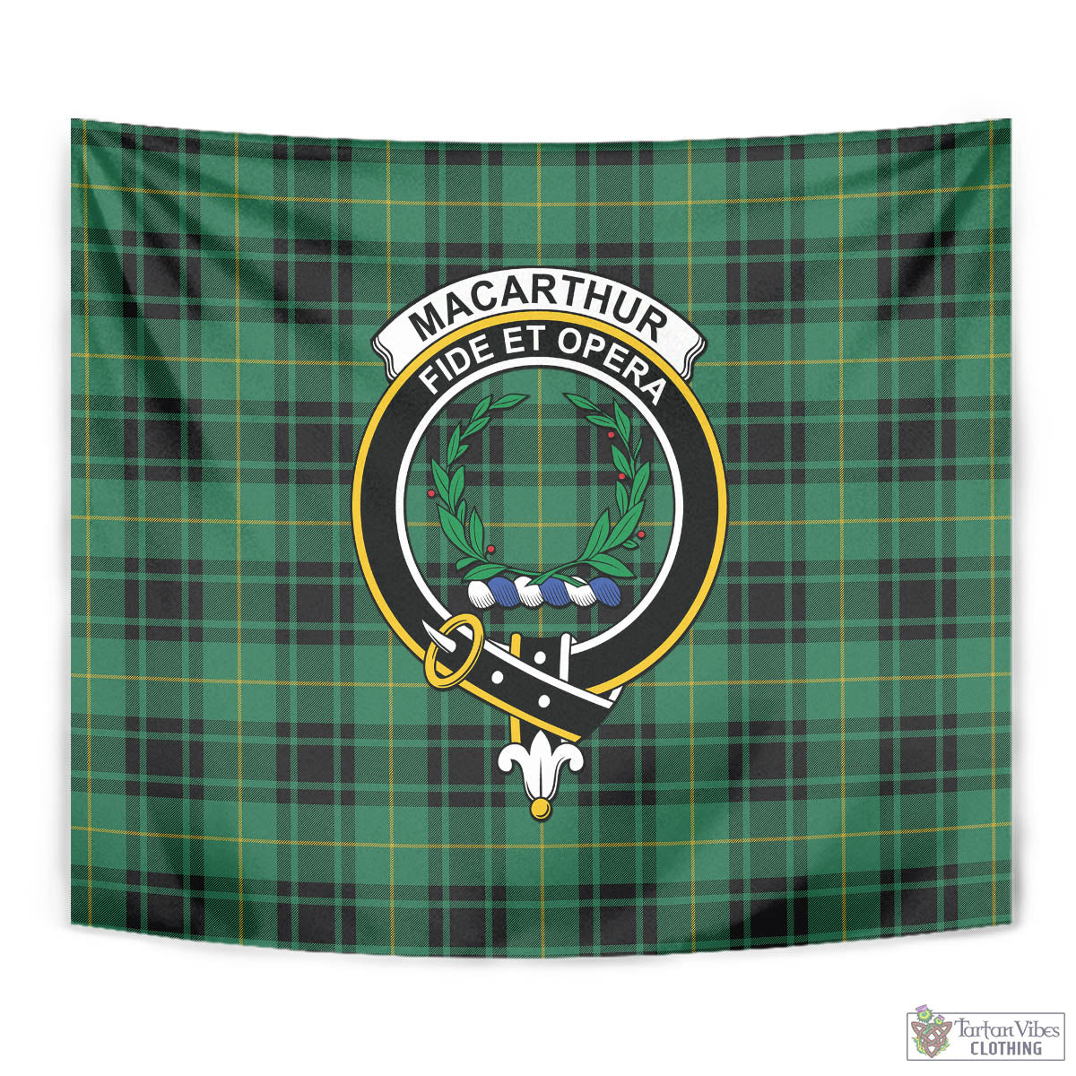 Tartan Vibes Clothing MacArthur Ancient Tartan Tapestry Wall Hanging and Home Decor for Room with Family Crest