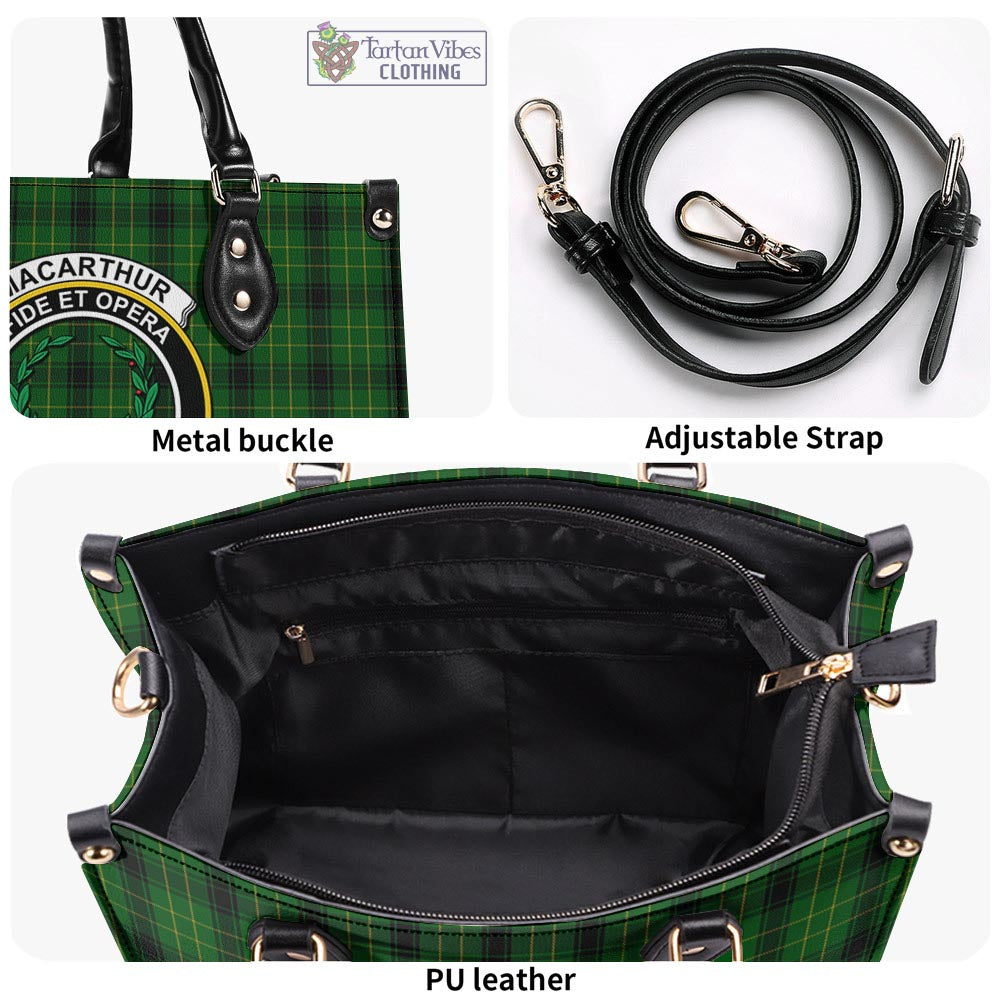 Tartan Vibes Clothing MacArthur Highland Tartan Luxury Leather Handbags with Family Crest