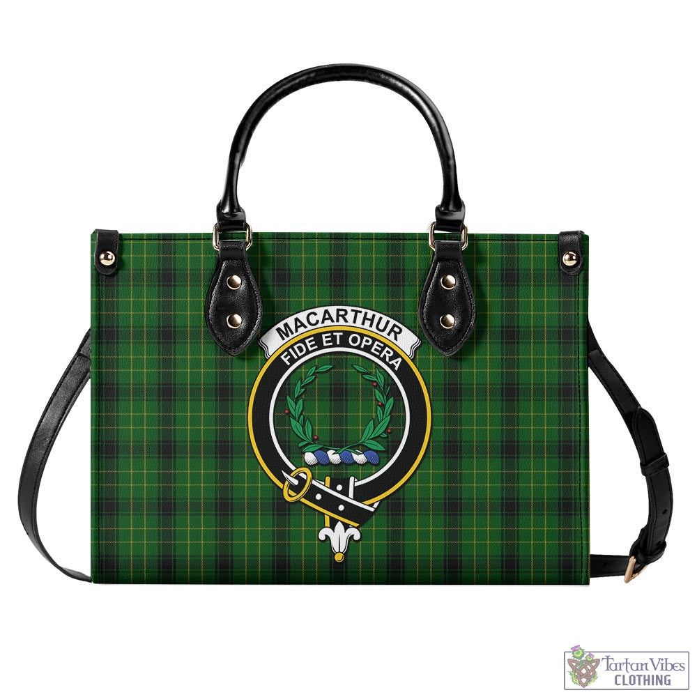 Tartan Vibes Clothing MacArthur Highland Tartan Luxury Leather Handbags with Family Crest