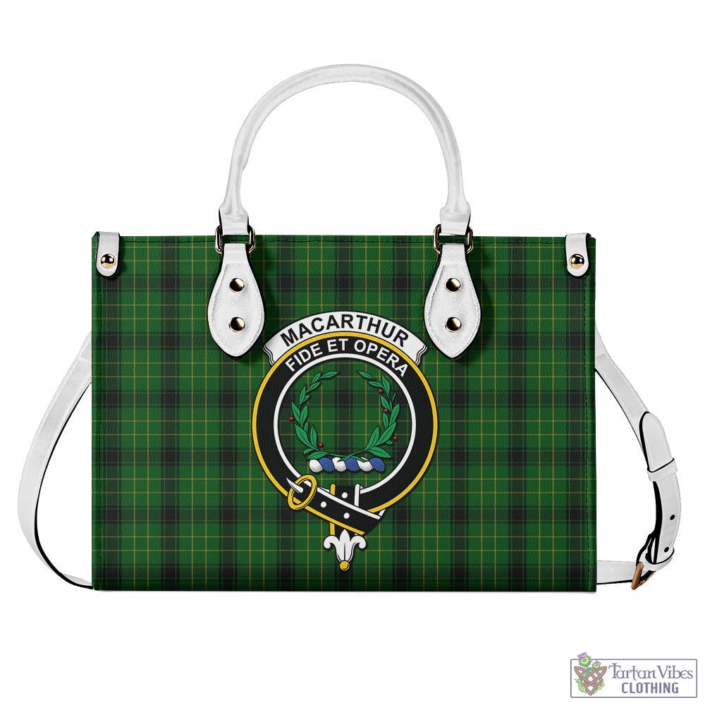 Tartan Vibes Clothing MacArthur Highland Tartan Luxury Leather Handbags with Family Crest