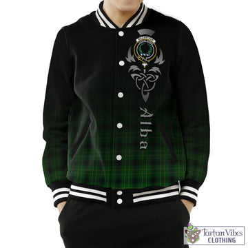 MacArthur Highland Tartan Baseball Jacket Featuring Alba Gu Brath Family Crest Celtic Inspired