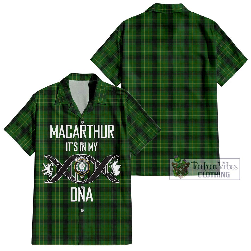 MacArthur Highland Tartan Short Sleeve Button Shirt with Family Crest DNA In Me Style Kid - Tartanvibesclothing Shop