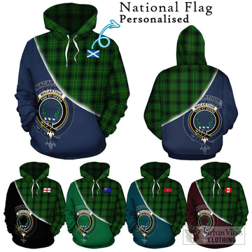 MacArthur Highland Tartan Hoodie with Personalised National Flag and Family Crest Half Style