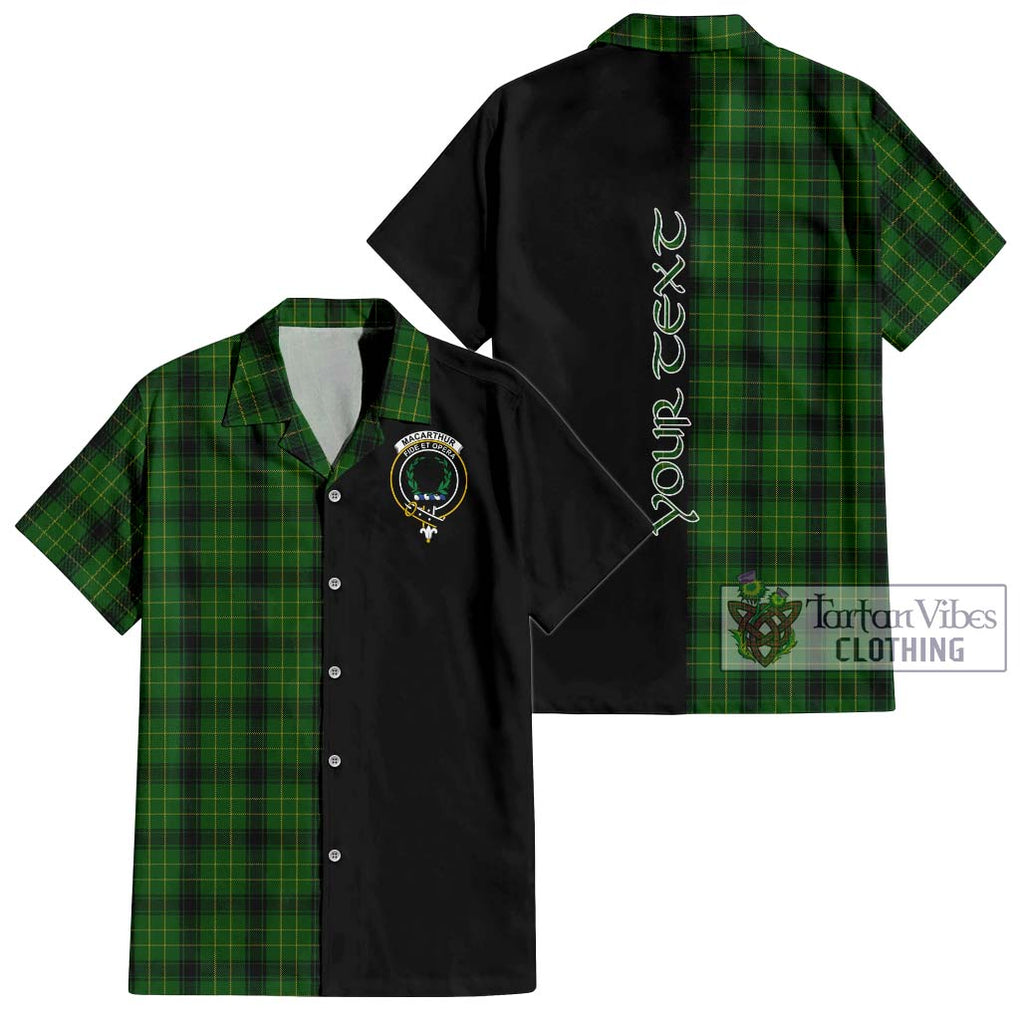 MacArthur Highland Tartan Short Sleeve Button Shirt with Family Crest and Half Of Me Style Kid - Tartanvibesclothing Shop