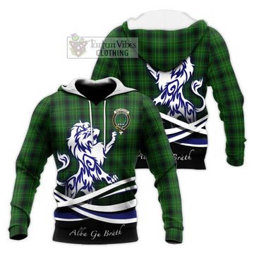 MacArthur Highland Tartan Knitted Hoodie with Alba Gu Brath Regal Lion Emblem