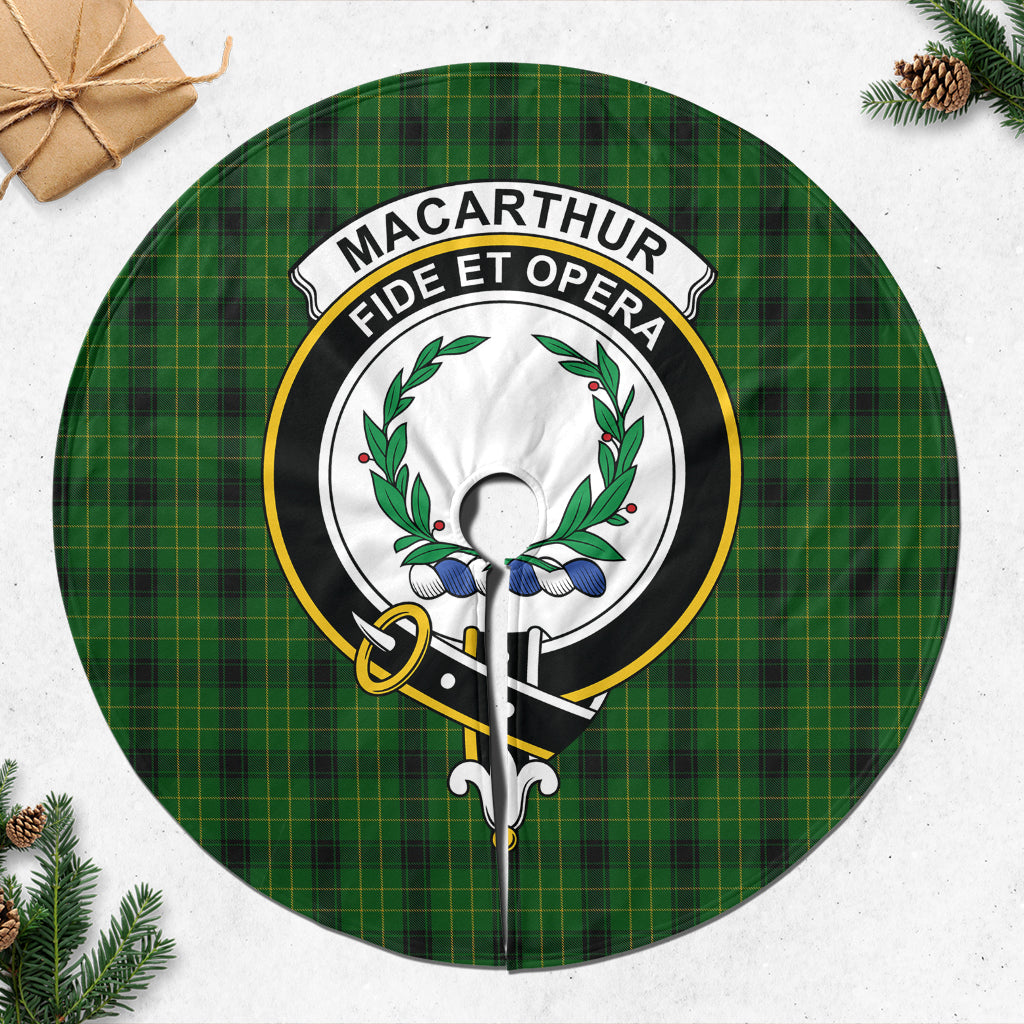 MacArthur Highland Tartan Christmas Tree Skirt with Family Crest - Tartanvibesclothing