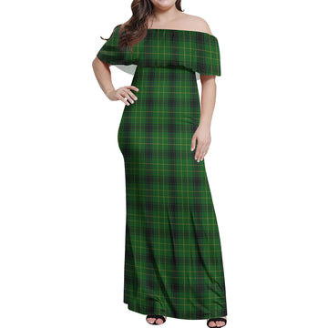 MacArthur Highland Tartan Off Shoulder Long Dress