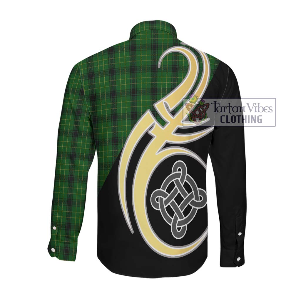 MacArthur Highland Tartan Long Sleeve Button Shirt with Family Crest and Celtic Symbol Style Men's Shirt - Tartan Vibes Clothing