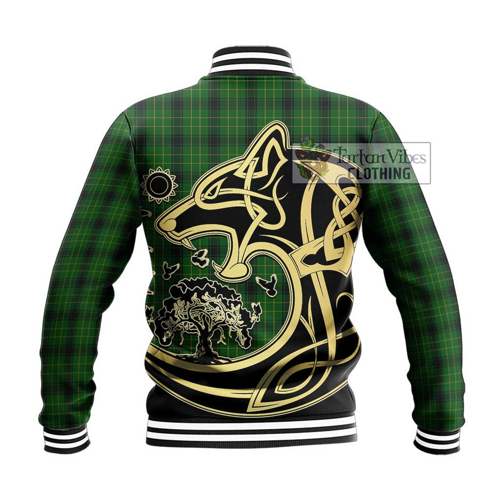 MacArthur Highland Tartan Baseball Jacket with Family Crest Celtic Wolf Style - Tartan Vibes Clothing