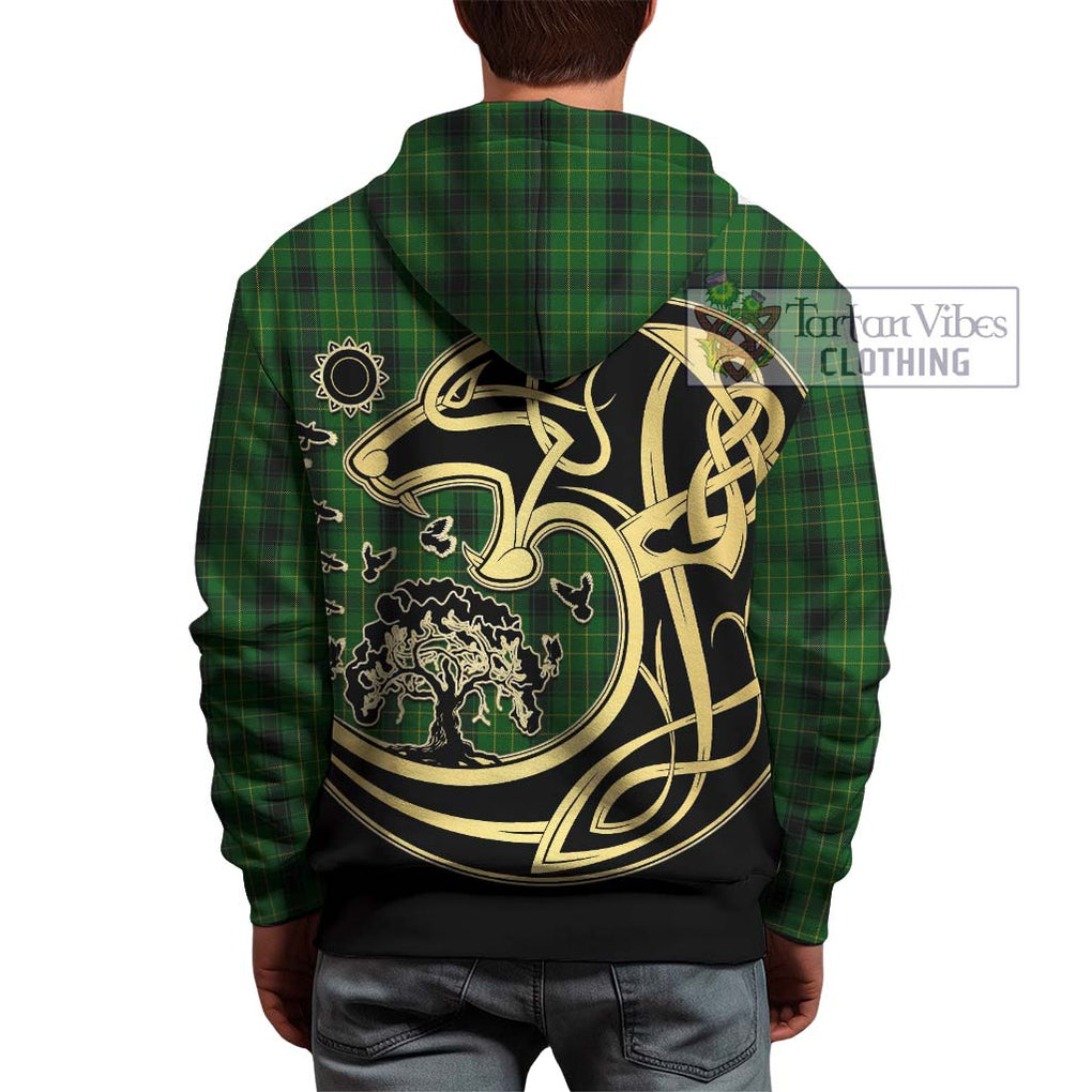 MacArthur Highland Tartan Hoodie with Family Crest Celtic Wolf Style - Tartan Vibes Clothing