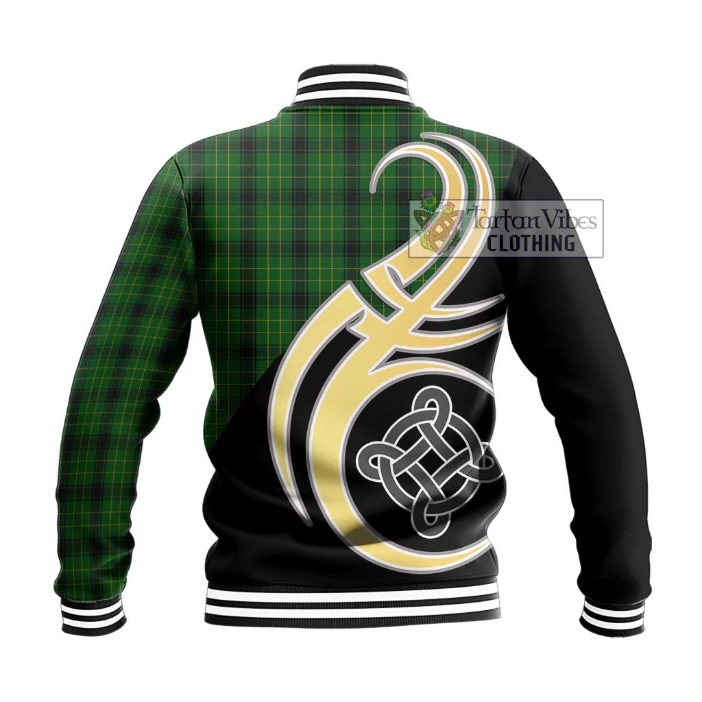 MacArthur Highland Tartan Baseball Jacket with Family Crest and Celtic Symbol Style - Tartan Vibes Clothing