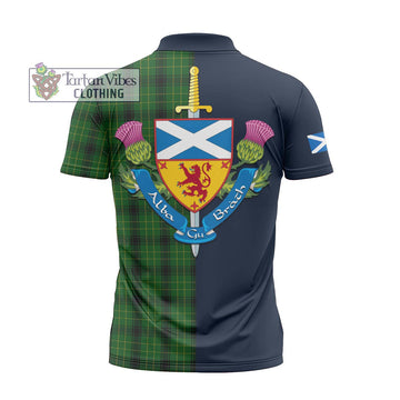 MacArthur Highland Tartan Zipper Polo Shirt Alba with Scottish Lion Royal Arm Half Style