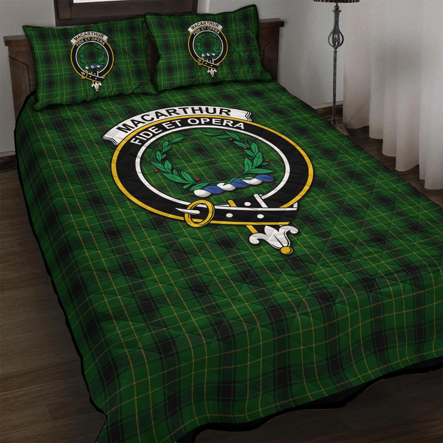 MacArthur Highland Tartan Quilt Bed Set with Family Crest - Tartan Vibes Clothing