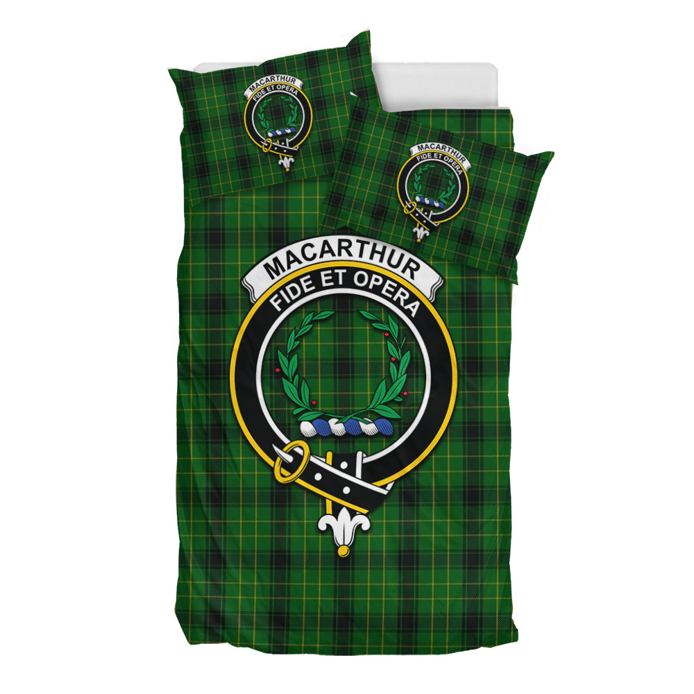 MacArthur Highland Tartan Bedding Set with Family Crest - Tartan Vibes Clothing