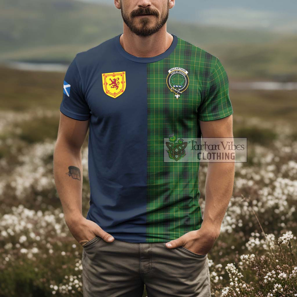 Tartan Vibes Clothing MacArthur Highland Tartan T-Shirt Alba with Scottish Lion Royal Arm Half Style