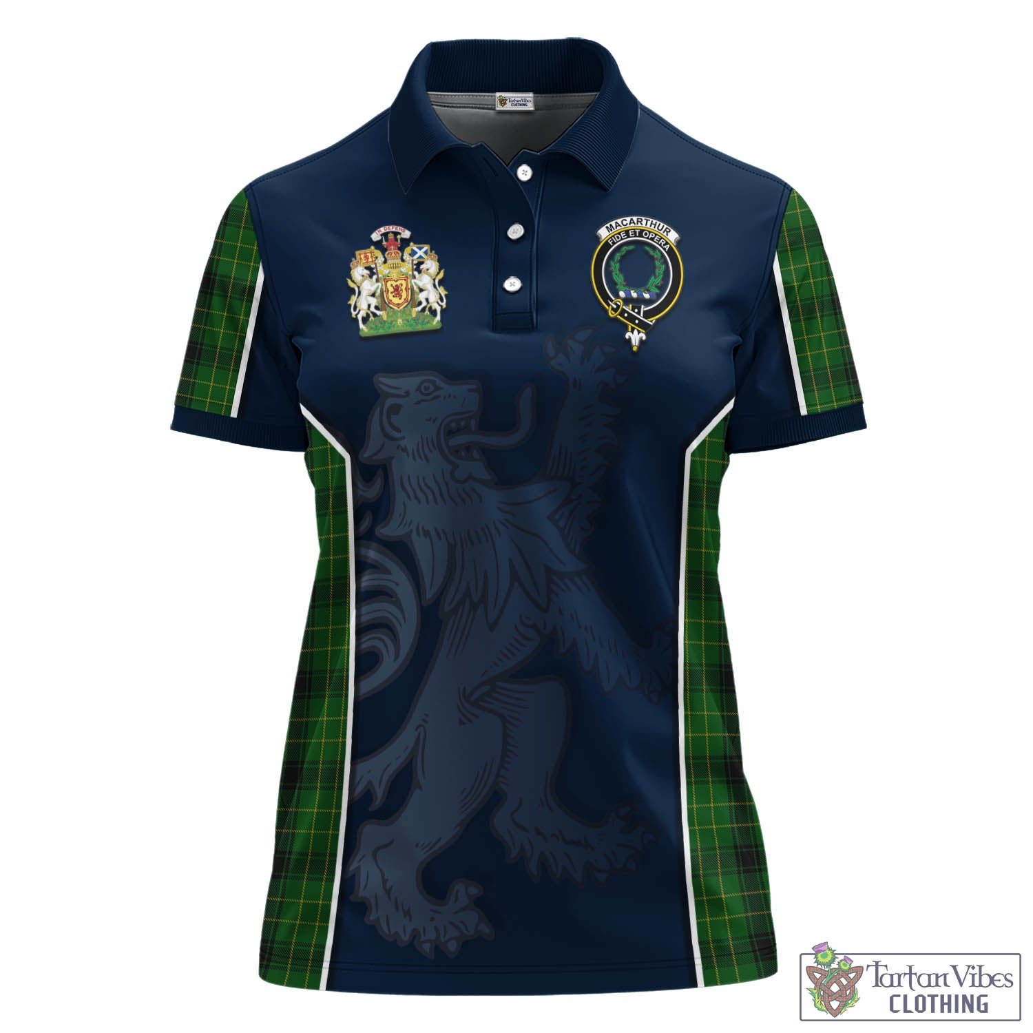 MacArthur Highland Tartan Women's Polo Shirt with Family Crest and Lion Rampant Vibes Sport Style - Tartan Vibes Clothing