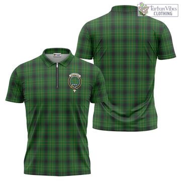 MacArthur Highland Tartan Zipper Polo Shirt with Family Crest