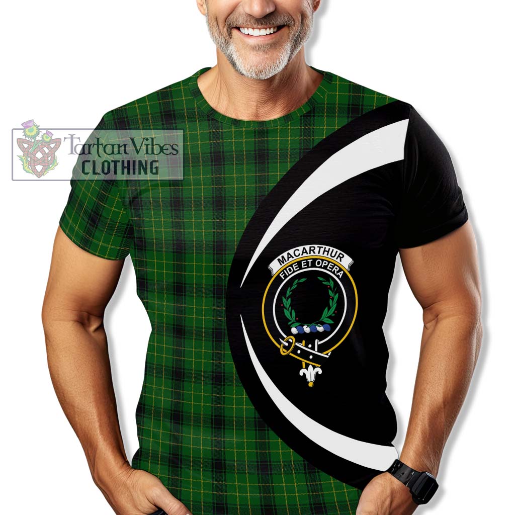 Tartan Vibes Clothing MacArthur Highland Tartan T-Shirt with Family Crest Circle Style