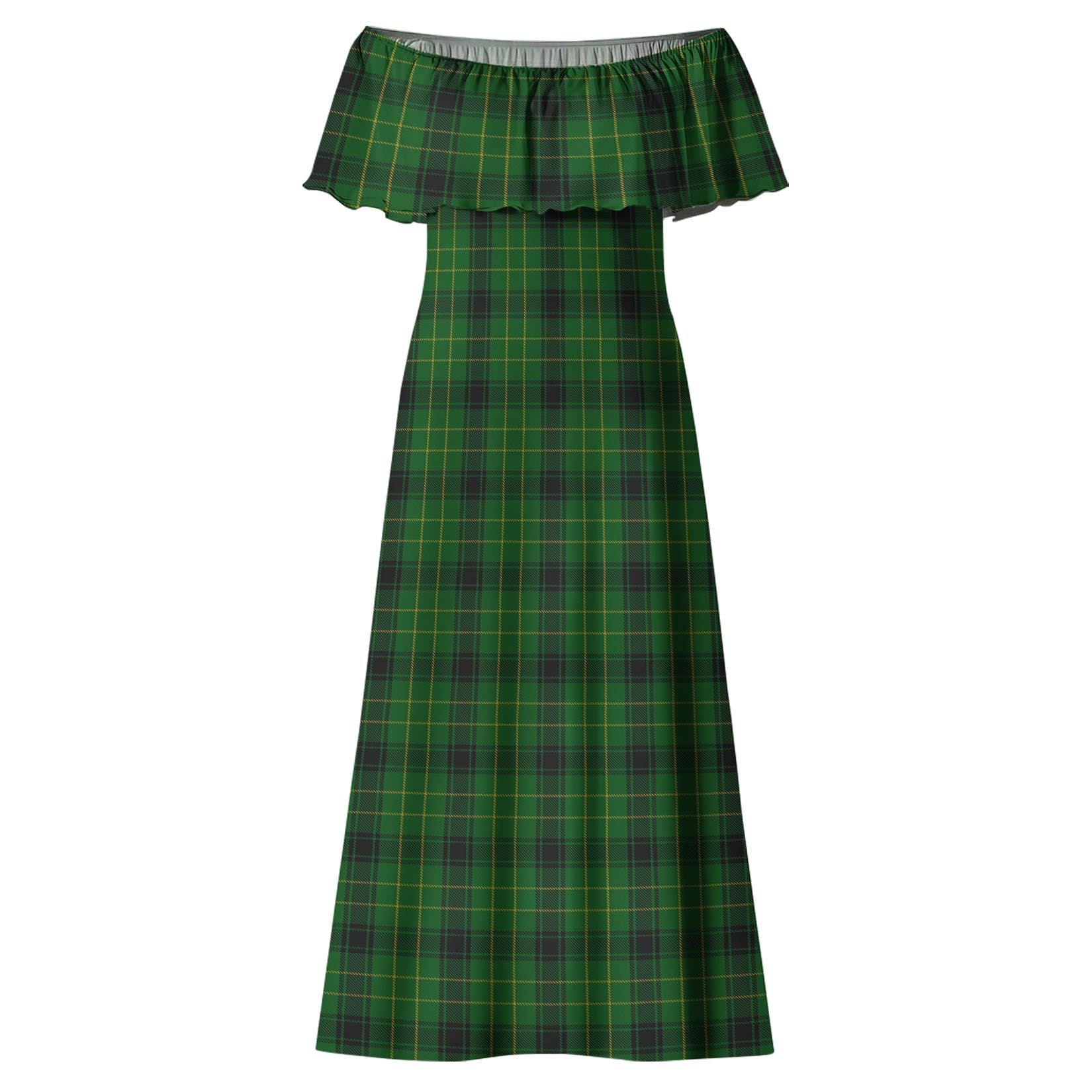 MacArthur Highland Tartan Off Shoulder Long Dress - Tartanvibesclothing