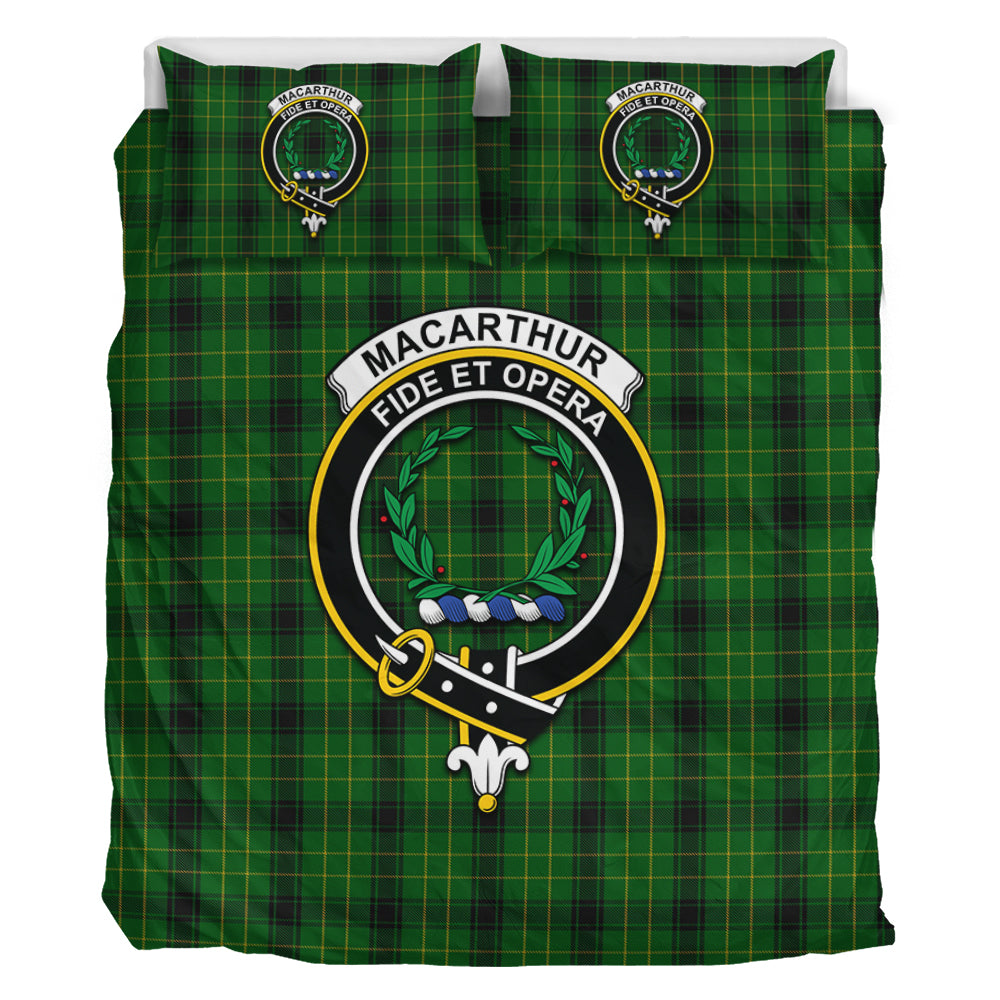 MacArthur Highland Tartan Bedding Set with Family Crest - Tartan Vibes Clothing