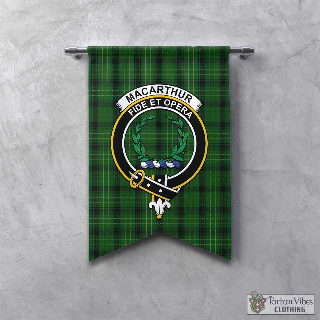 Tartan Vibes Clothing MacArthur Highland Tartan Gonfalon, Tartan Banner with Family Crest