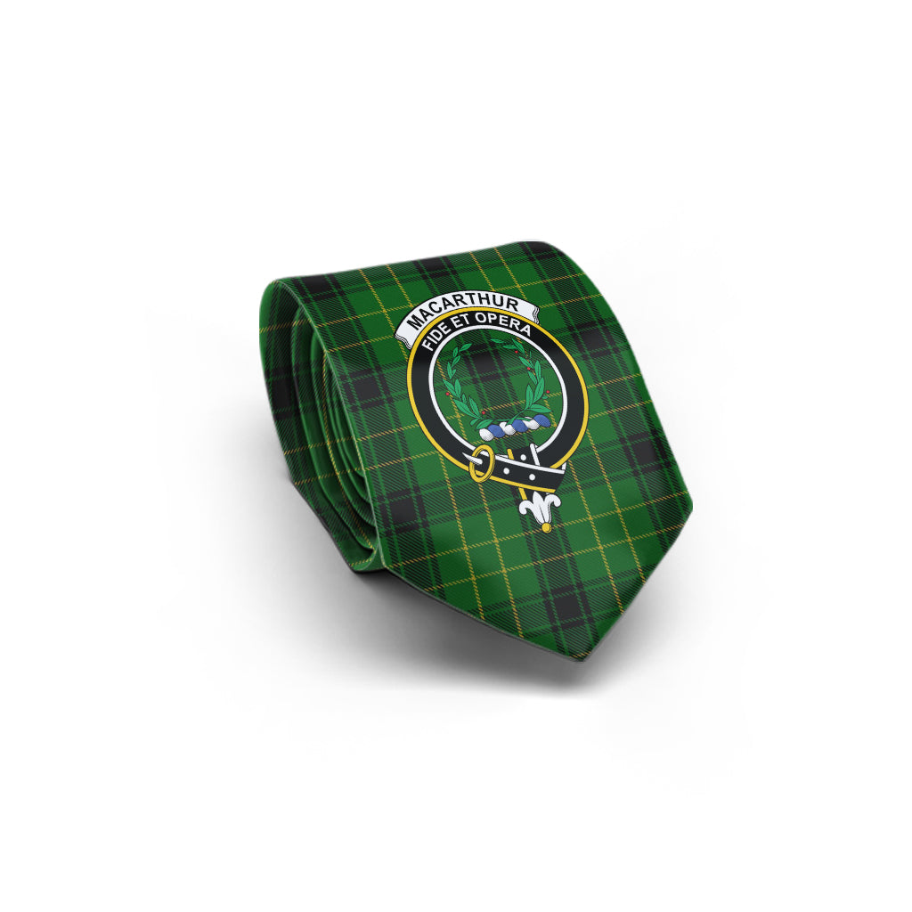 MacArthur Highland Tartan Classic Necktie with Family Crest - Tartan Vibes Clothing