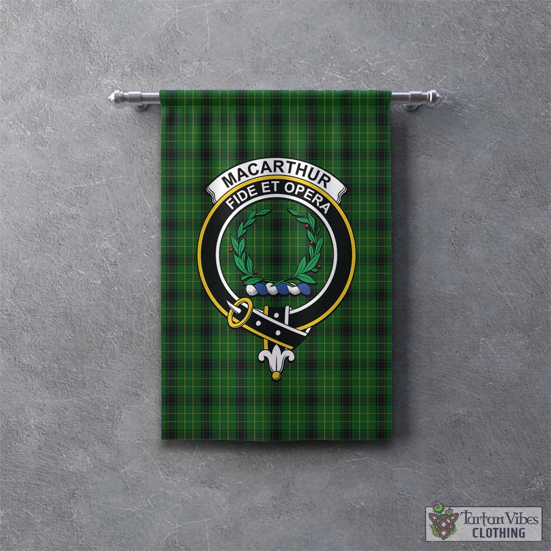 Tartan Vibes Clothing MacArthur Highland Tartan Gonfalon, Tartan Banner with Family Crest