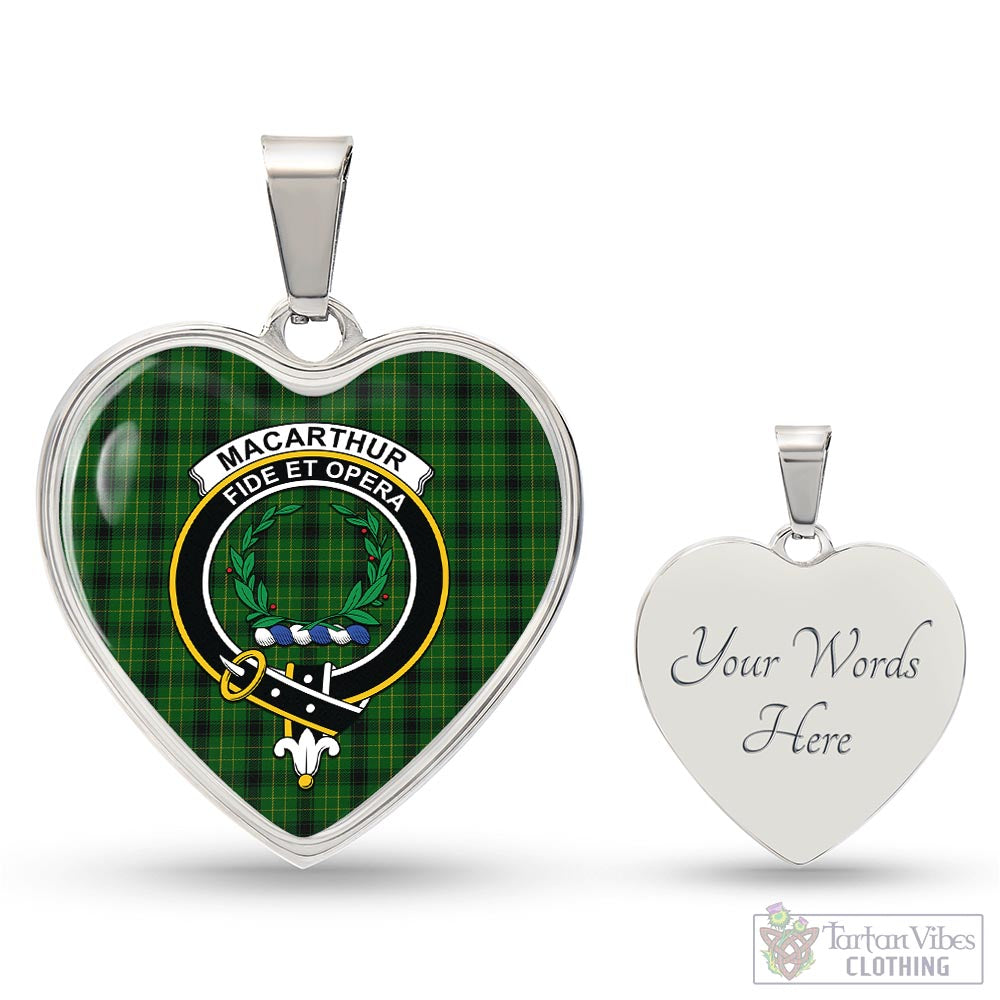 Tartan Vibes Clothing MacArthur Highland Tartan Heart Necklace with Family Crest