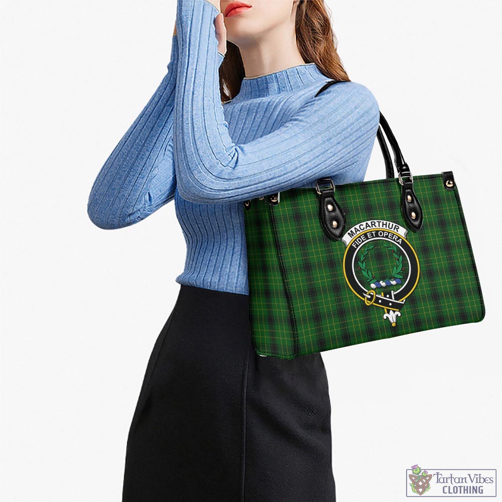 Tartan Vibes Clothing MacArthur Highland Tartan Luxury Leather Handbags with Family Crest