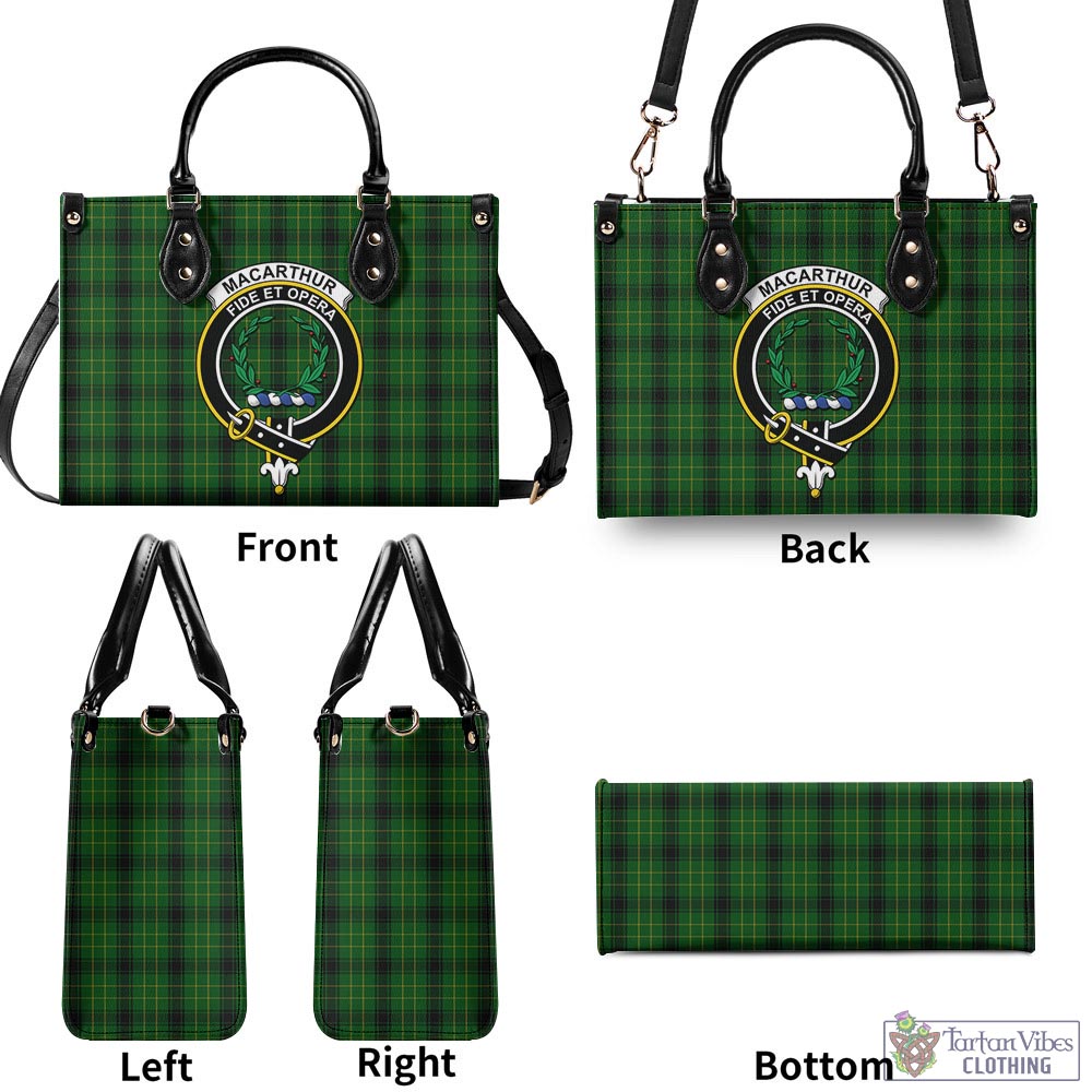 Tartan Vibes Clothing MacArthur Highland Tartan Luxury Leather Handbags with Family Crest