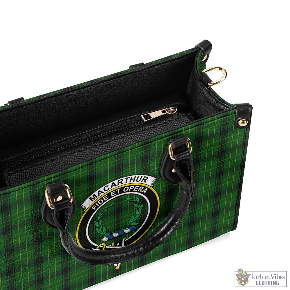 Tartan Vibes Clothing MacArthur Highland Tartan Luxury Leather Handbags with Family Crest