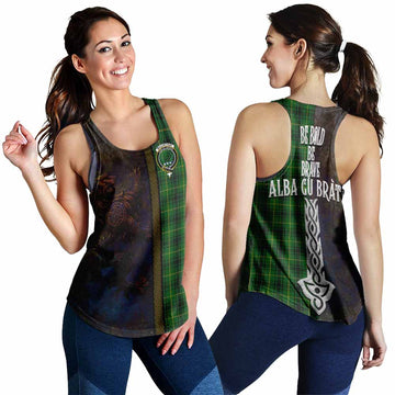 MacArthur (McArthur) Tartan Family Crest Women's Racerback Tanks Alba Gu Brath Be Brave Lion Ancient Style 4XL - Tartan Vibes Clothing