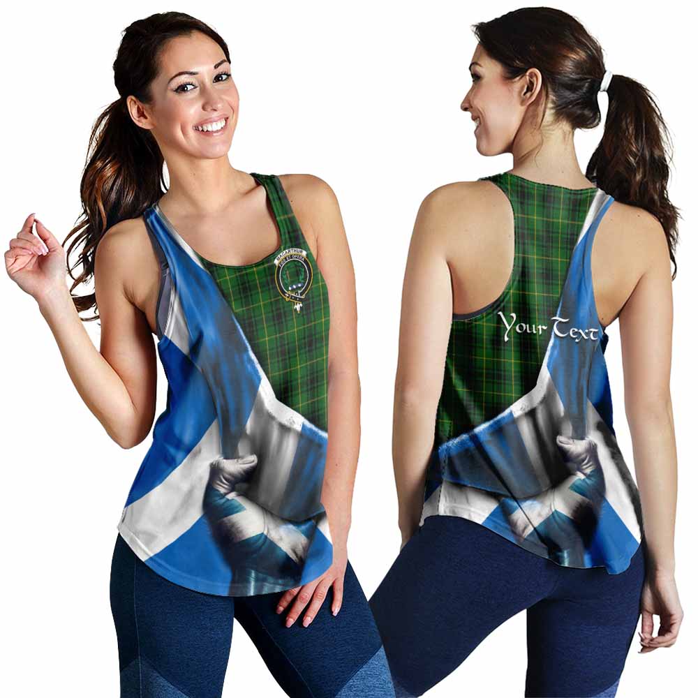 Tartan Vibes Clothing MacArthur (McArthur) Tartan Women's Racerback Tanks with Family Crest Scotland Patriotic Style